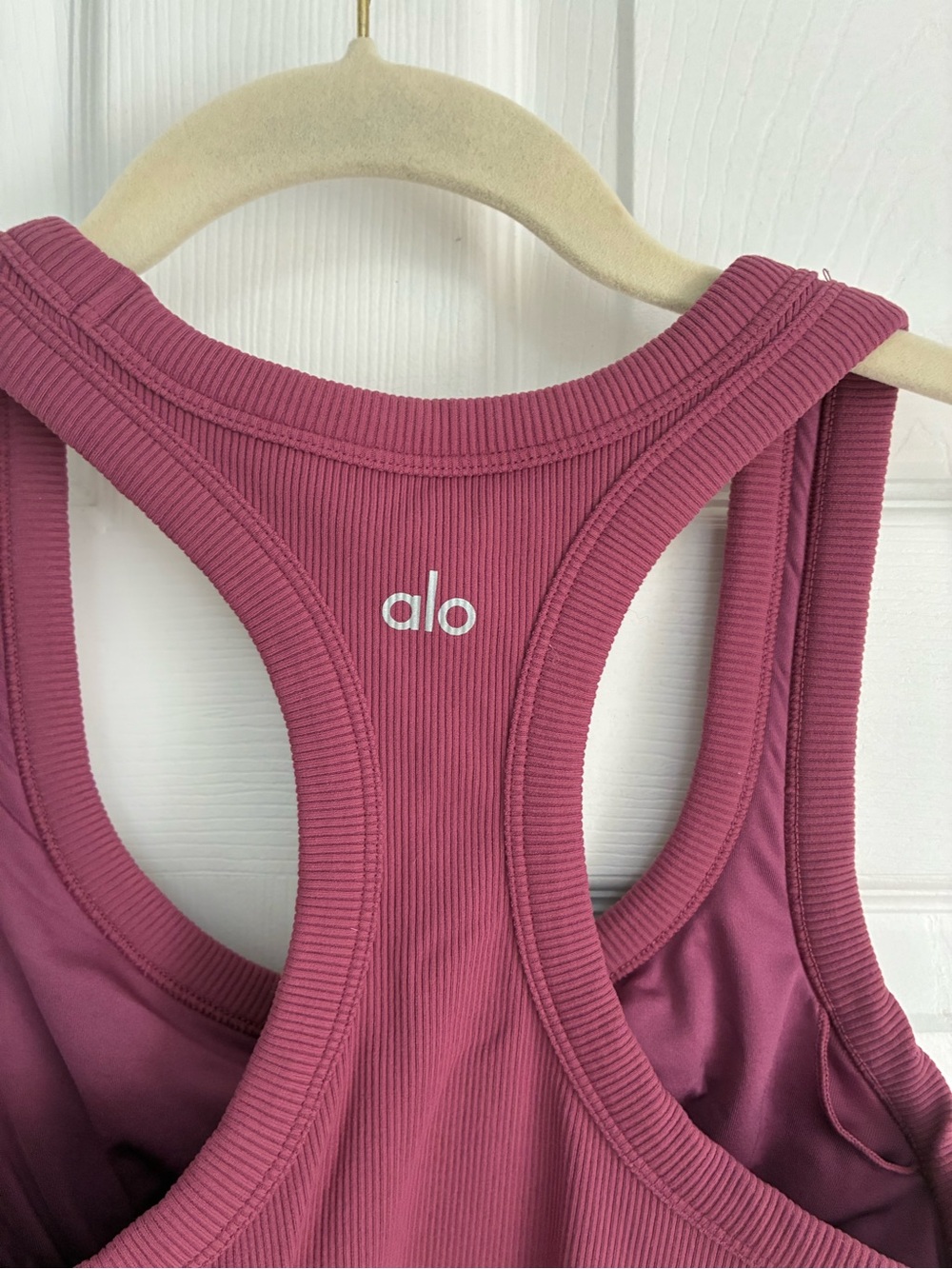 ALO Yoga Ribbed Racerback Tank - Raspberry - Picture 3 of 4
